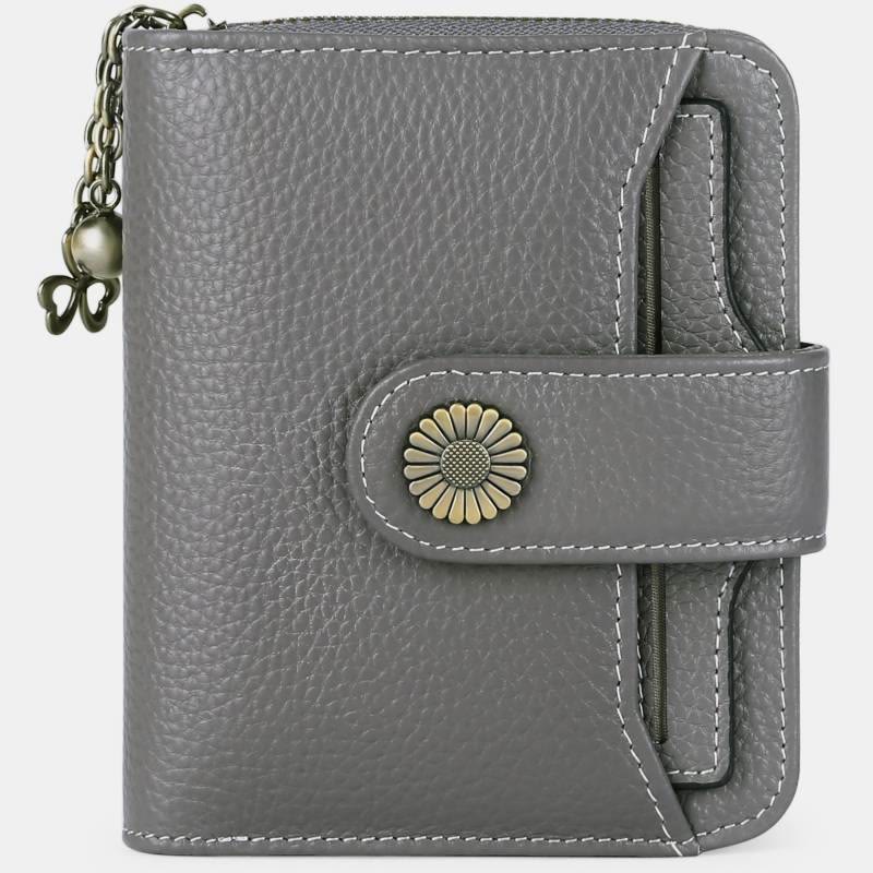 RFID Blocking Compact Bifold Leather Wallet with Detachable Card Holder