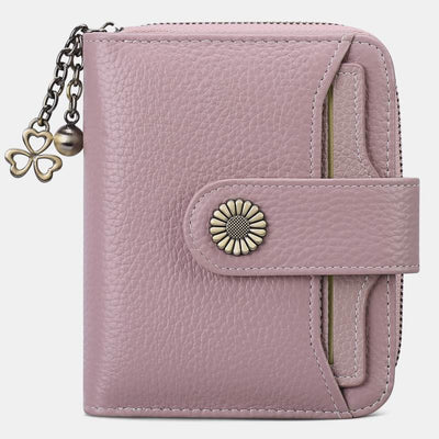 RFID Blocking Compact Bifold Leather Wallet with Detachable Card Holder