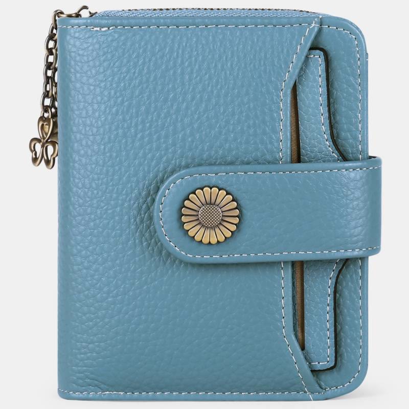 RFID Blocking Compact Bifold Leather Wallet with Detachable Card Holder