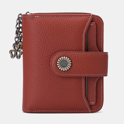 RFID Blocking Compact Bifold Leather Wallet with Detachable Card Holder