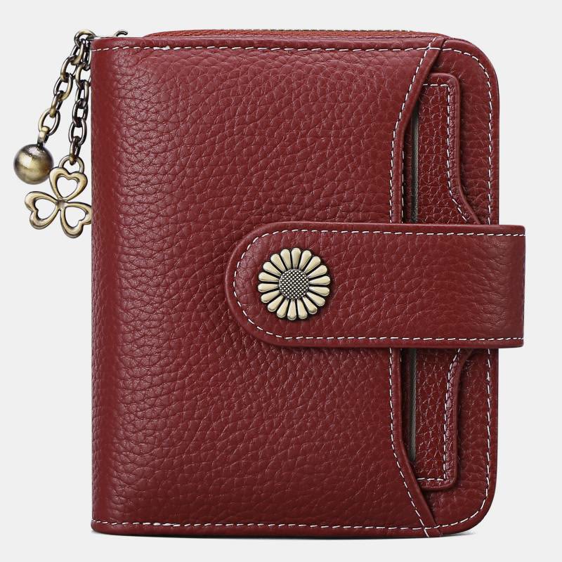 RFID Blocking Compact Bifold Leather Wallet with Detachable Card Holder