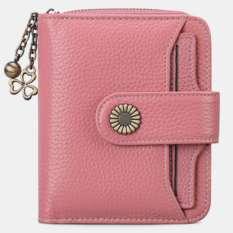 RFID Blocking Compact Bifold Leather Wallet with Detachable Card Holder