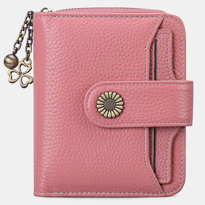 RFID Blocking Compact Bifold Leather Wallet with Detachable Card Holder