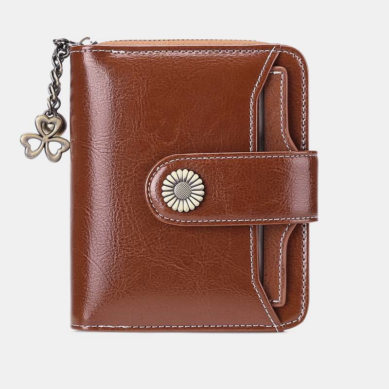 RFID Blocking Compact Bifold Leather Wallet with Detachable Card Holder