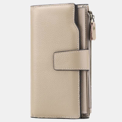 RFID Blocking Long Wallet Oil Wax Leather Phone Purse with Zipper Pocket