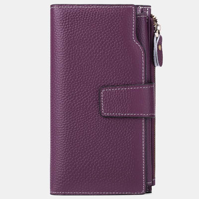 RFID Blocking Long Wallet Oil Wax Leather Phone Purse with Zipper Pocket