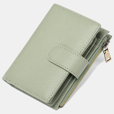 RFID Blocking Trifold Leather Wallet for Women with Zip Coin Pocket