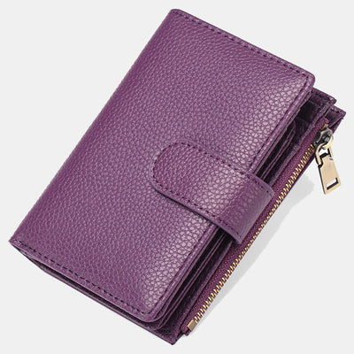 RFID Blocking Trifold Leather Wallet for Women with Zip Coin Pocket