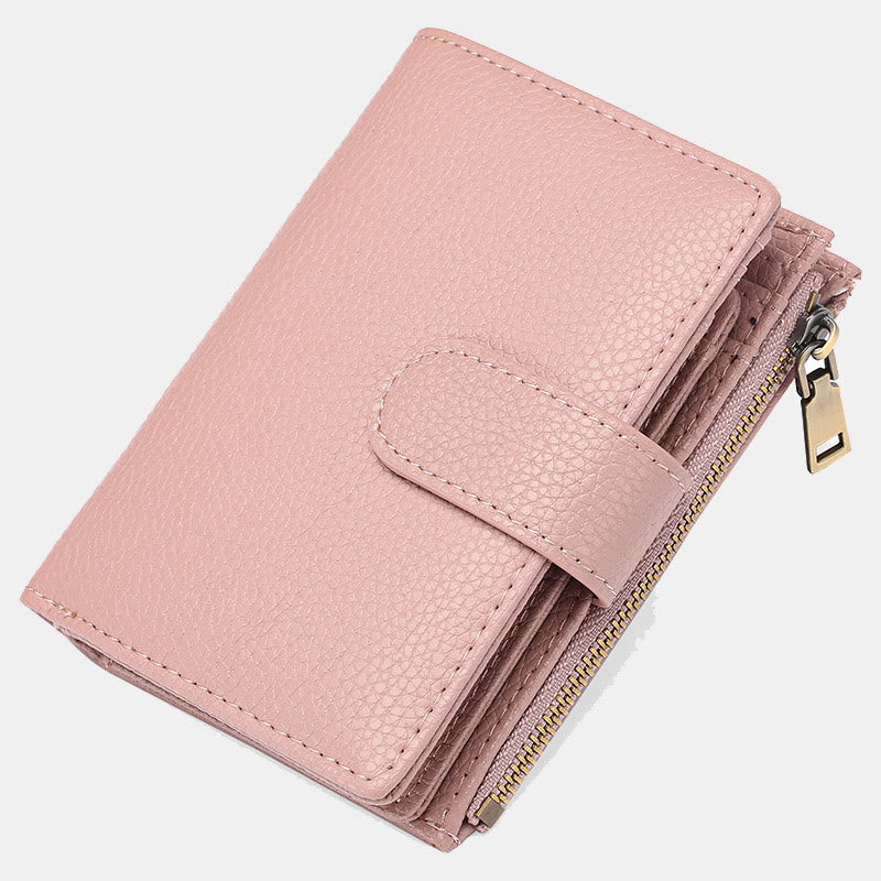 RFID Blocking Trifold Leather Wallet for Women with Zip Coin Pocket