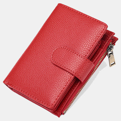 RFID Blocking Trifold Leather Wallet for Women with Zip Coin Pocket