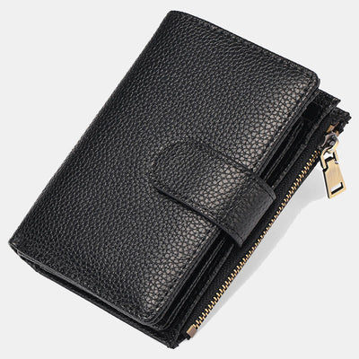 RFID Blocking Trifold Leather Wallet for Women with Zip Coin Pocket