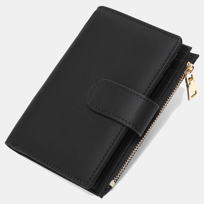 RFID Blocking Trifold Leather Wallet for Women with Zip Coin Pocket