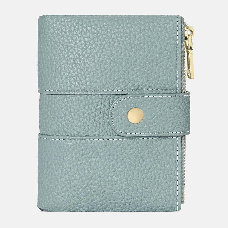 Genuine Leather Womens Trifold Compact Wallet with RFID Blocking