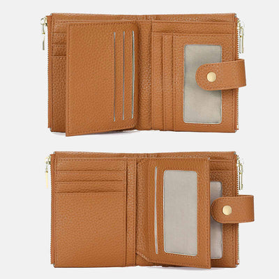 Genuine Leather Womens Trifold Compact Wallet with RFID Blocking