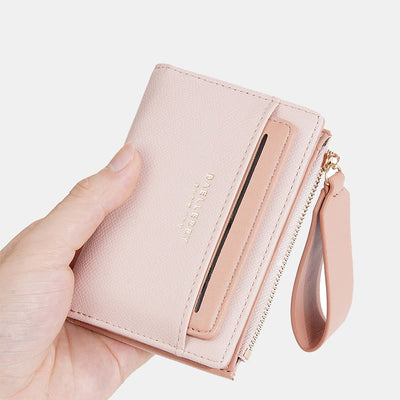 Faux Leather Bifold Compact Wallet for Women with Extra Card Holder