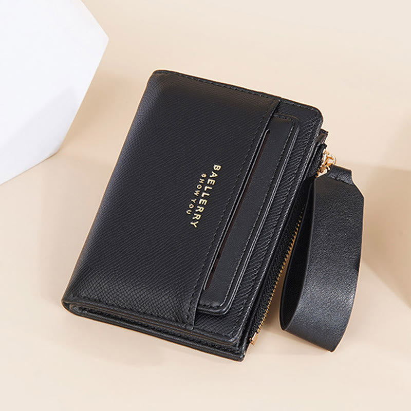 Faux Leather Bifold Compact Wallet for Women with Extra Card Holder