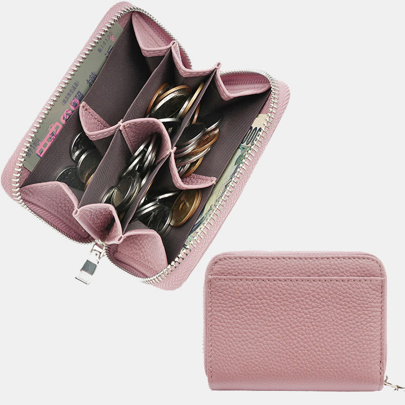 Multi-Slot Zip Around Genuine Leather Coin Purse for Women