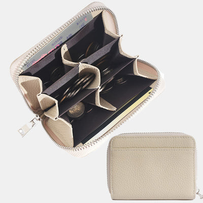 Multi-Slot Zip Around Genuine Leather Coin Purse for Women