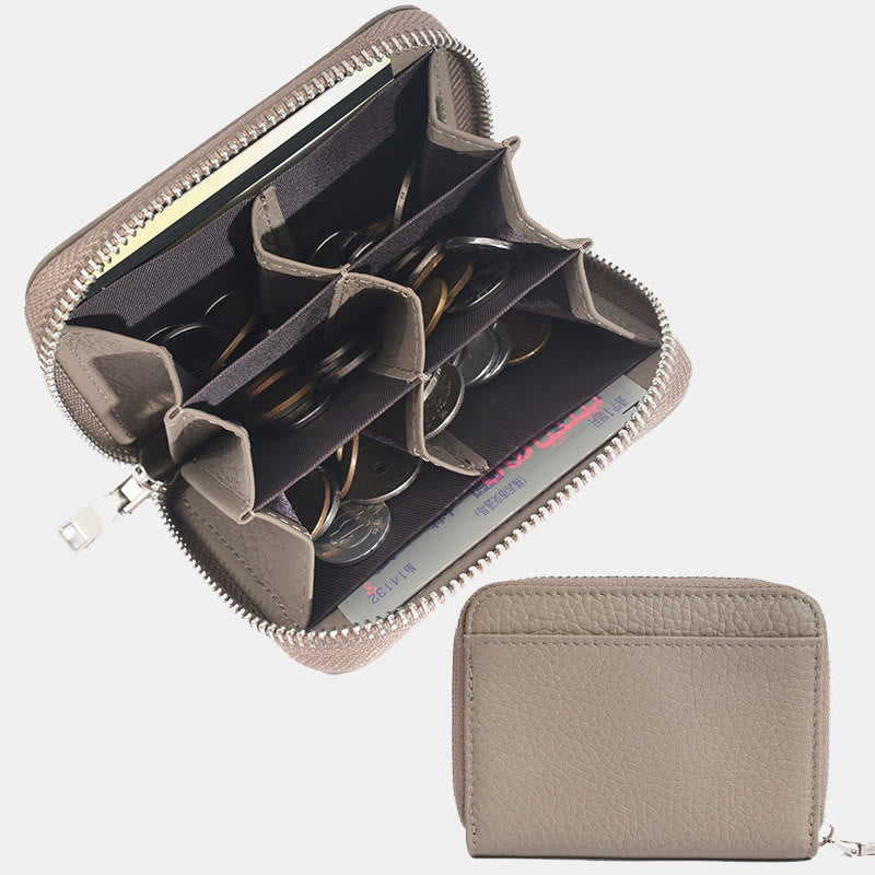 Multi-Slot Zip Around Genuine Leather Coin Purse for Women