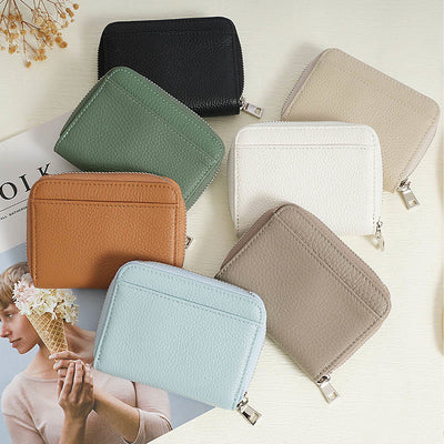 Multi-Slot Zip Around Genuine Leather Coin Purse for Women