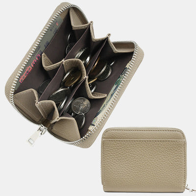 Multi-Slot Zip Around Genuine Leather Coin Purse for Women