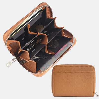 Multi-Slot Zip Around Genuine Leather Coin Purse for Women