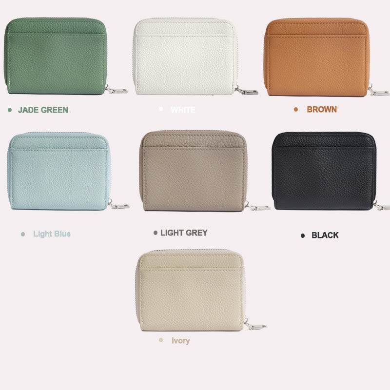 Multi-Slot Zip Around Genuine Leather Coin Purse for Women