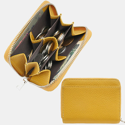 Multi-Slot Zip Around Genuine Leather Coin Purse for Women