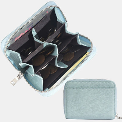 Multi-Slot Zip Around Genuine Leather Coin Purse for Women