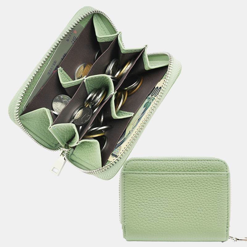 Multi-Slot Zip Around Genuine Leather Coin Purse for Women