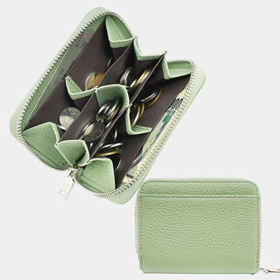 Multi-Slot Zip Around Genuine Leather Coin Purse for Women