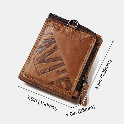 Genuien Leather RFID Blocking Bifold Wallet with External Card Holder