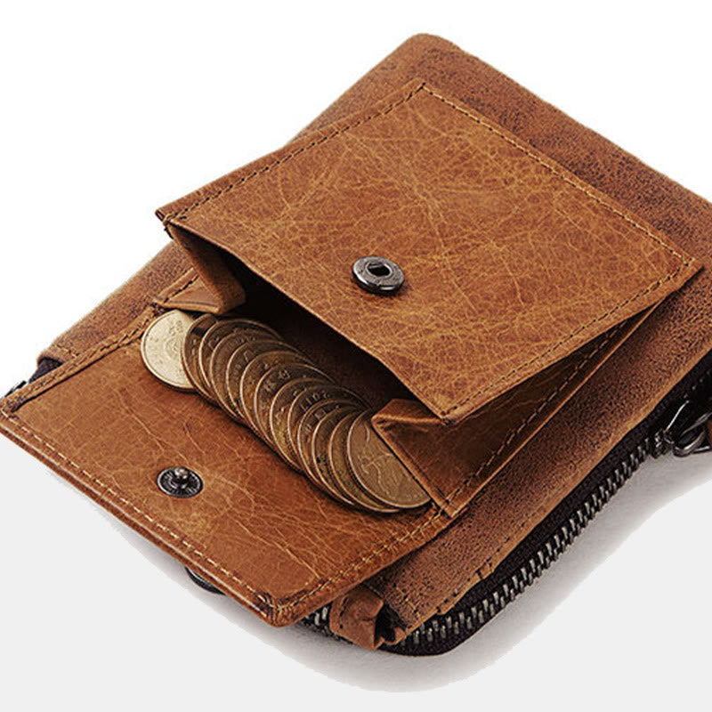 Genuien Leather RFID Blocking Bifold Wallet with External Card Holder