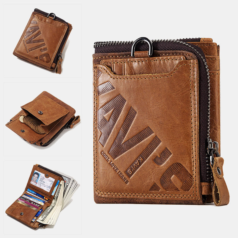 Genuien Leather RFID Blocking Bifold Wallet with External Card Holder