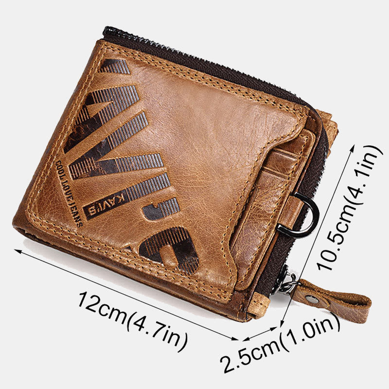 Genuien Leather RFID Blocking Bifold Wallet with External Card Holder