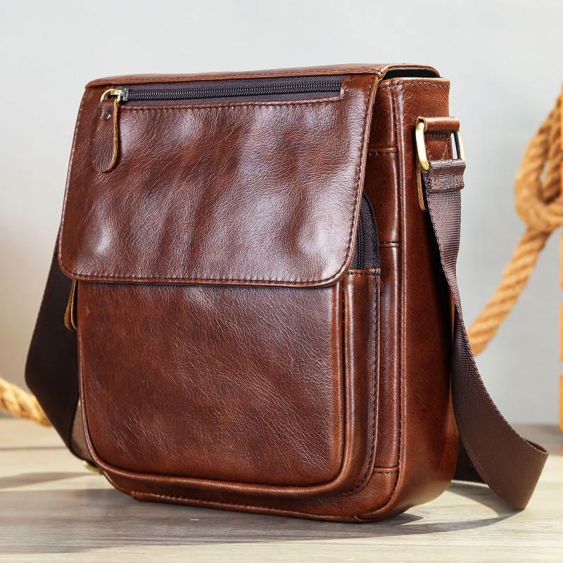 Men's Shoulder Bag Genuine Leather Small Messenger Bag Crossbody Bag