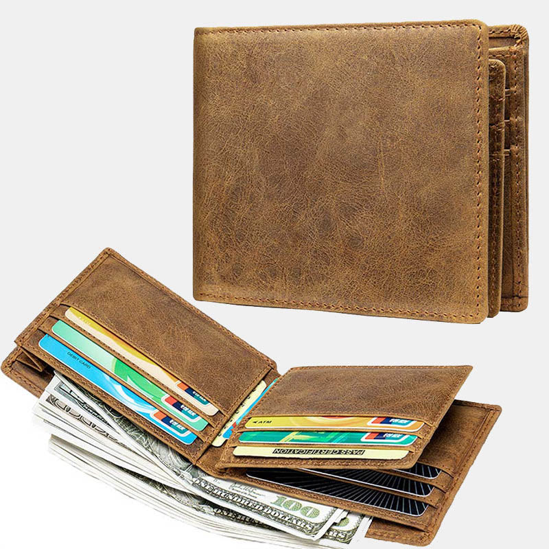 RFID Blocking Slim Trifold Wallet for Men with ID Window