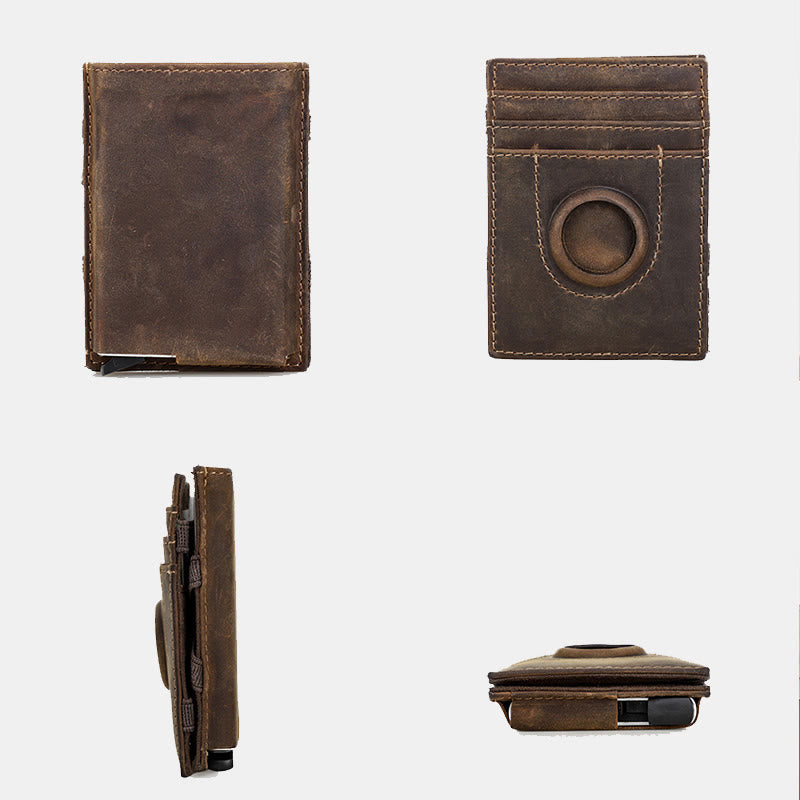 RFID Blocking Leather Airtag Wallet Pop Up Card Holder