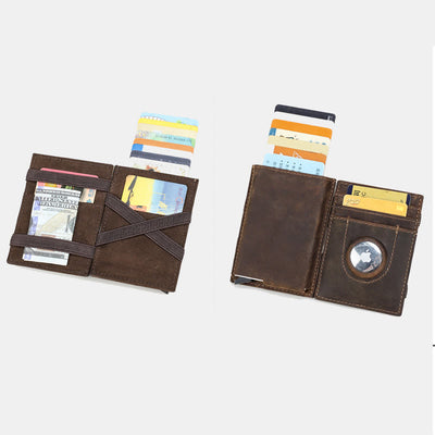 RFID Blocking Leather Airtag Wallet Pop Up Card Holder