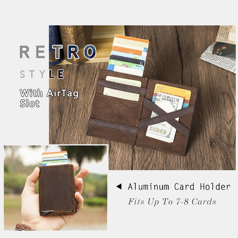 RFID Blocking Leather Airtag Wallet Pop Up Card Holder