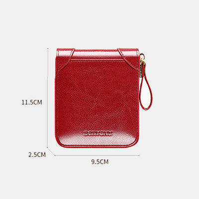 Genuine Leather RFID Blocking Zip Around Trifold Wallet for Women