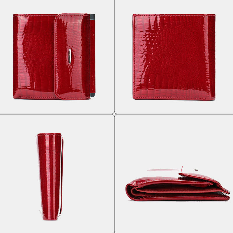 Womens Elegant Crocodile Pattern Leather Wallet Clutch