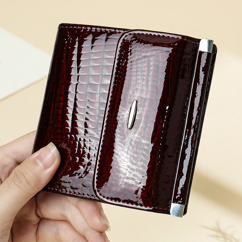 Womens Elegant Crocodile Pattern Leather Wallet Clutch