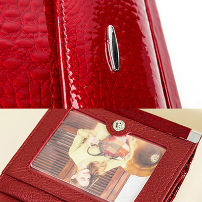 Womens Elegant Crocodile Pattern Leather Wallet Clutch