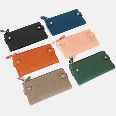 Genuine Leather Bifold Wallet for Women with RFID Blocking Double Zip Pocket