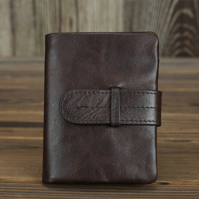 Retro Geunine Leather Soft Oil Wax Leather Bifold Wallet