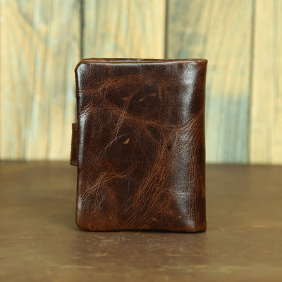 Retro Geunine Leather Soft Oil Wax Leather Bifold Wallet