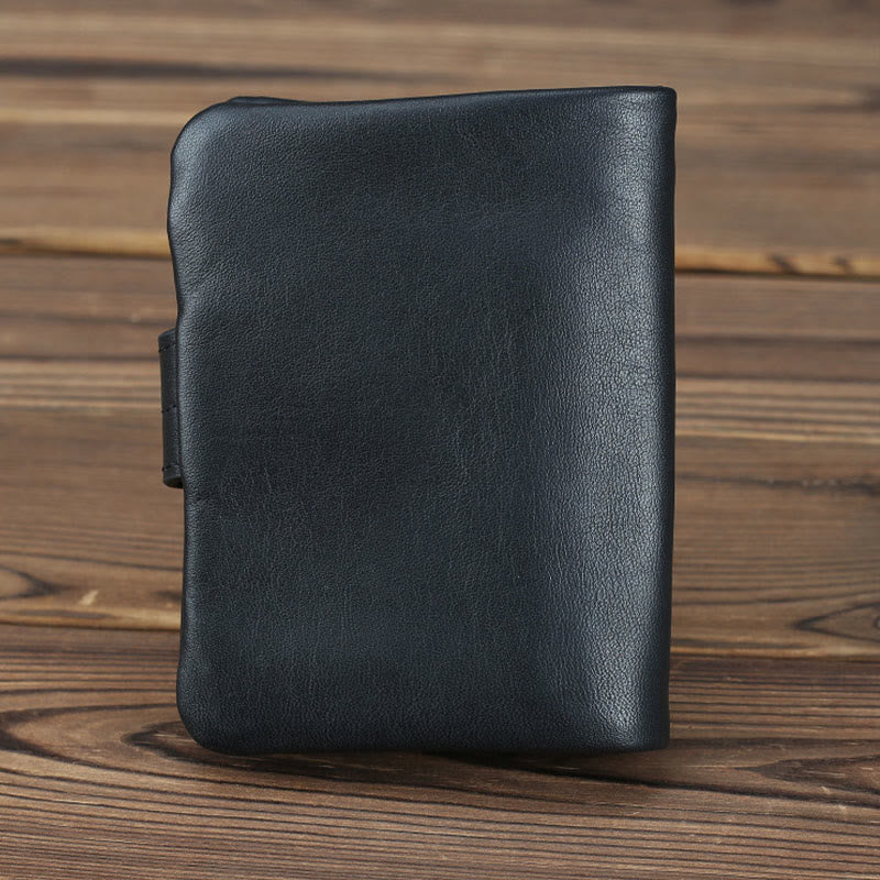 Retro Geunine Leather Soft Oil Wax Leather Bifold Wallet