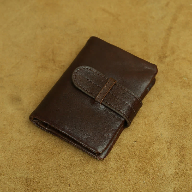 Retro Geunine Leather Soft Oil Wax Leather Bifold Wallet