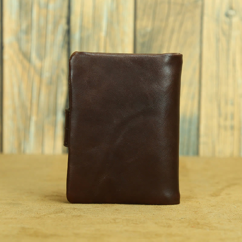 Retro Geunine Leather Soft Oil Wax Leather Bifold Wallet